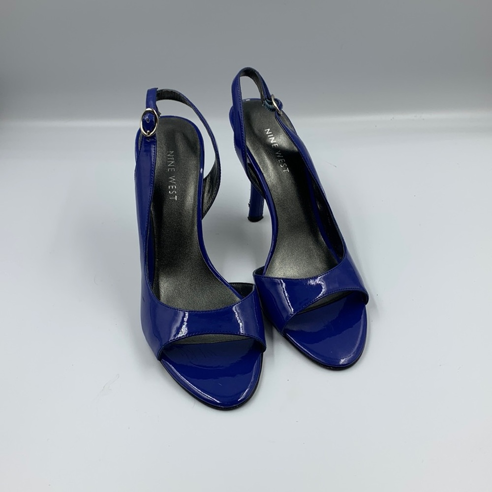 Nine West Royal Blue Patent Slingback Heels